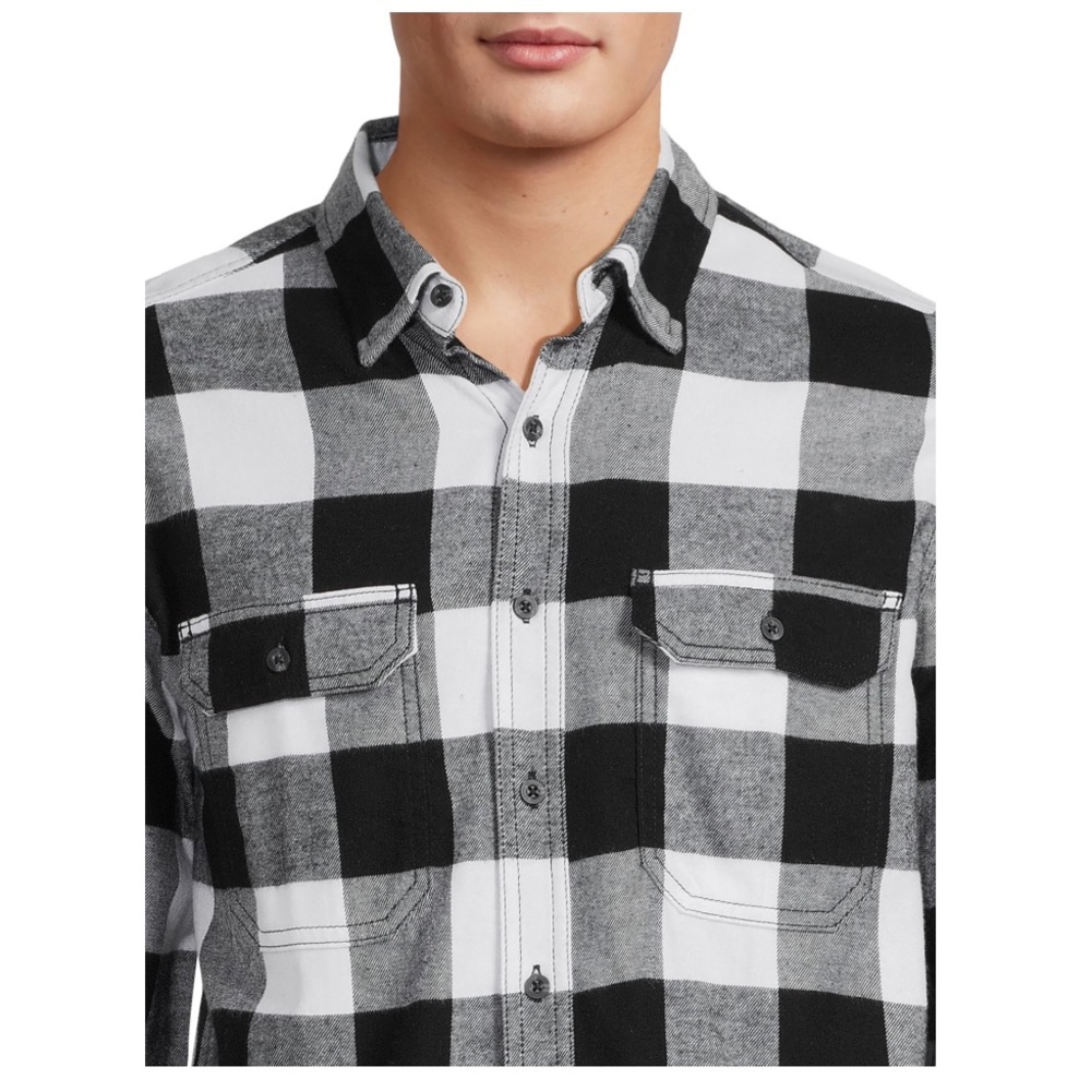 COPY - Black and White Long Sleeve Flannel - Picture 4 of 5